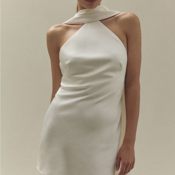 cowl halter dress Antonia Satin Cowl Halter Neck Rouched Floor Length Dress main image 1